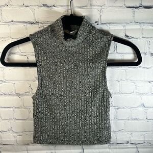 🖤 Express One Eleven Ribbed Cropped Tank - Black Heathered - Size Extra Small